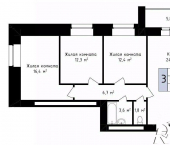 3-комн, 83 кв м, этаж 13/14 Фестивальная улица, 2