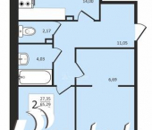 2-комн, 74 кв м, этаж 4/10 1-й Коллективный проезд, 2А