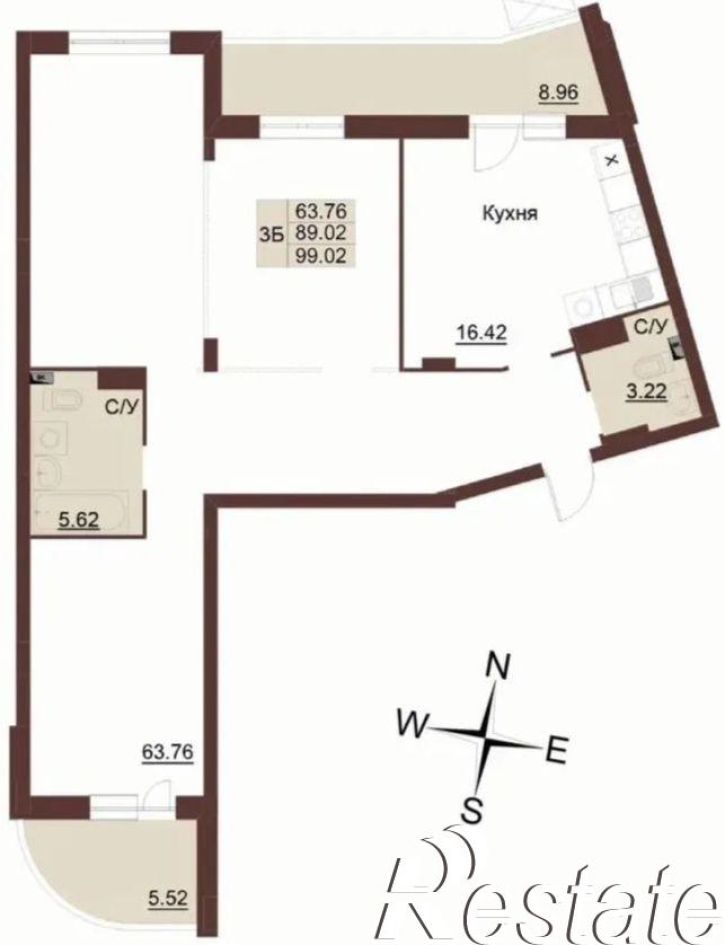 3-комн квартира Мира ул, 5Б