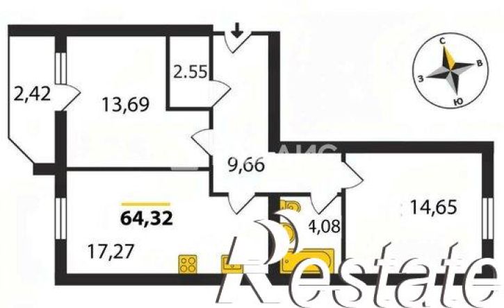 2-комн квартира улица Верхняя Дуброва, 32В,  д. 32В